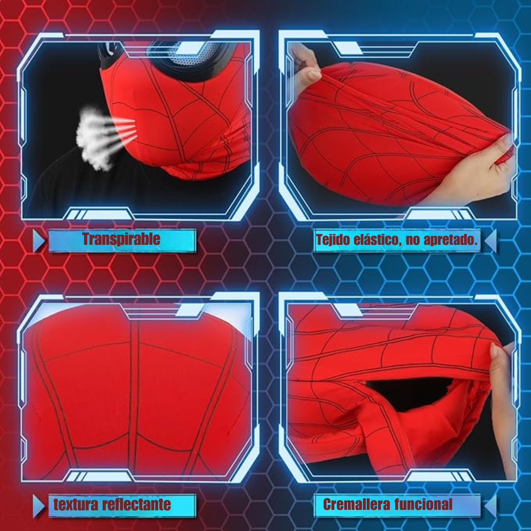 Mascara de spiderman con ojos moviles electricos con anillo control remoto